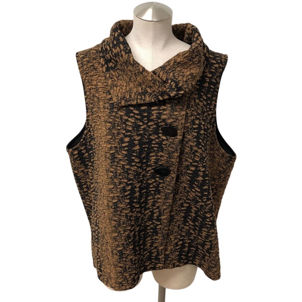 Liv by Habitat Clothes Crop Vest Womens XL Chestnut Brown Black Textured Button